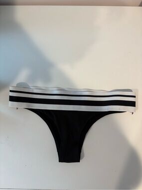 H&M Black Bikini Bottoms with White Striped Waistband